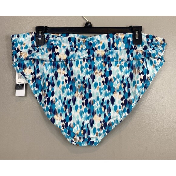 NWT La Blanca Womens Sz 22W Shirred Tummy Control Band Bikini Bottoms Aquamarine - Picture 2 of 7